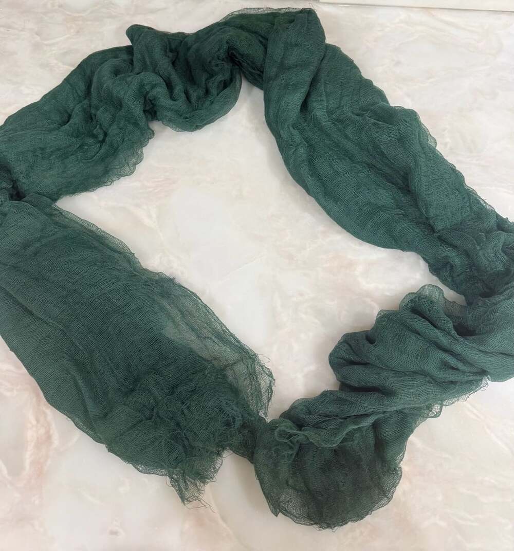 Cheesecloth Dark Green table runner